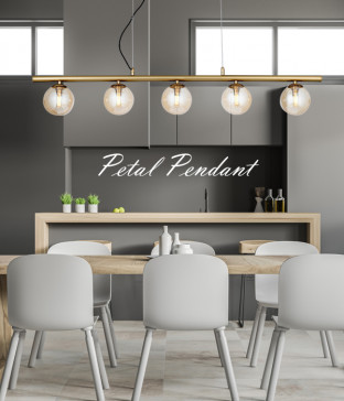 페탈 일자 5등 LED식탁등 식탁전등 [흑색/브론즈, 전구사은품]