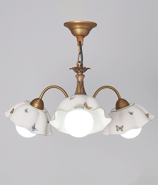 버터린 3등 원형 도자기식탁등 펜던트조명